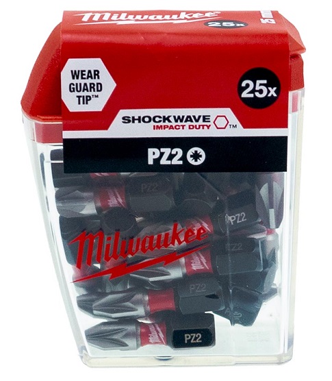 25-delni set vijačnih nastavkov PZ2 25 mm Milwaukee SHOCKWAVE 4932430864