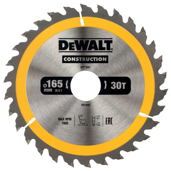 LIST KROŽNE ŽAGE ZA LES 30 ZOB 165x30mm Dewalt DT1937