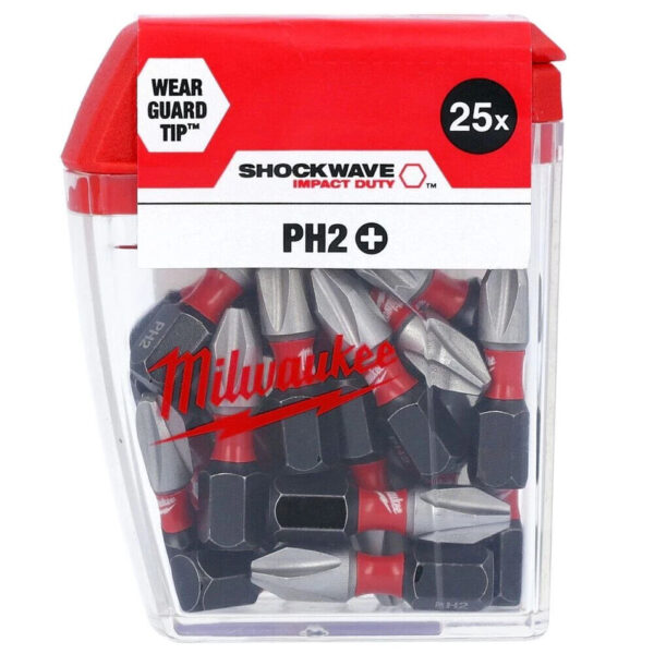 25-delni set vijačnih nastavkov PH2 25 mm Milwaukee SHOCKWAVE 4932430853
