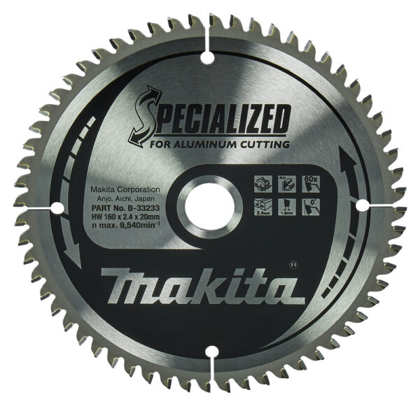 TCT Specialized žagin list za aluminij 160 mm (60 zob) Makita 160x20x60Z B-33233
