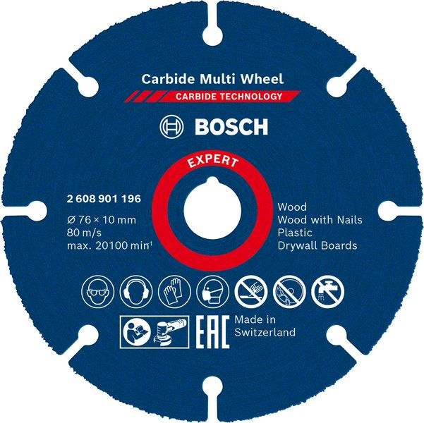 Rezalna plošča Bosch EXPERT Carbide Multi Wheel, 76 mm, 10 mm 2608901196