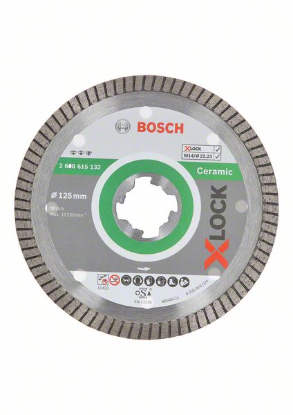 Diamantna rezalna plošča Bosch Best for Ceramic Extraclean Turbo X-LOCK 125 x 22,23 x 1,4 x 7 2608615132