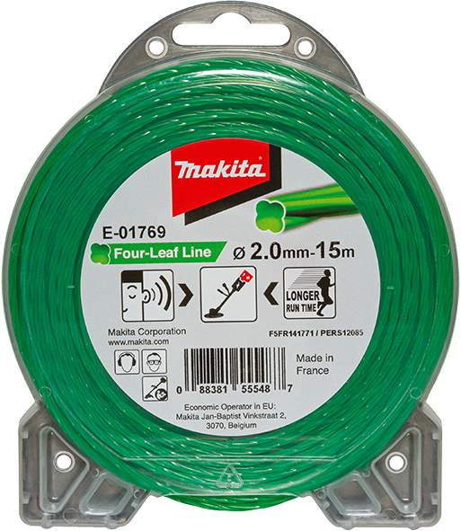 Štiridelna najlonska nitka zelena Makita 2 mm x 15 m E-01769