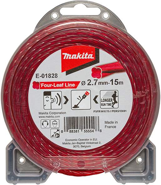 Štiridelna najlonska nitka rdeča Makita 2,7 mm x 15 m E-01828