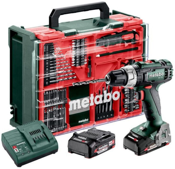 Akumulatorski vrtalni vijačnik Metabo BS 18 Set + 74-delni set pribora 602207710