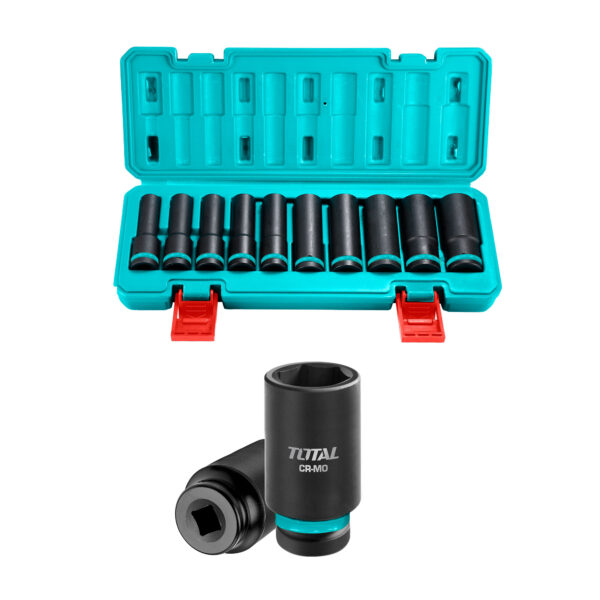 10-delni set 1/2 nastavkov za udarni ključ 2102L / INDUSTRIAL (THKISD12102L) Total Tools