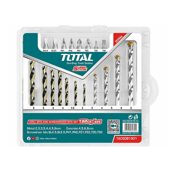 19-delni set svedrov in komplet izvijačev (TACSDB1901) Total Tools