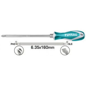 2 v 1 - komplet izvijačev 6.35X160MM,PH2+SL6 (THT250206) Total Tools