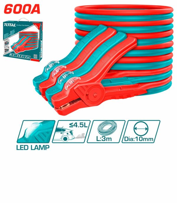 Vžigalni kabel s svetilko 600A (PBCA16008L) Total Tools