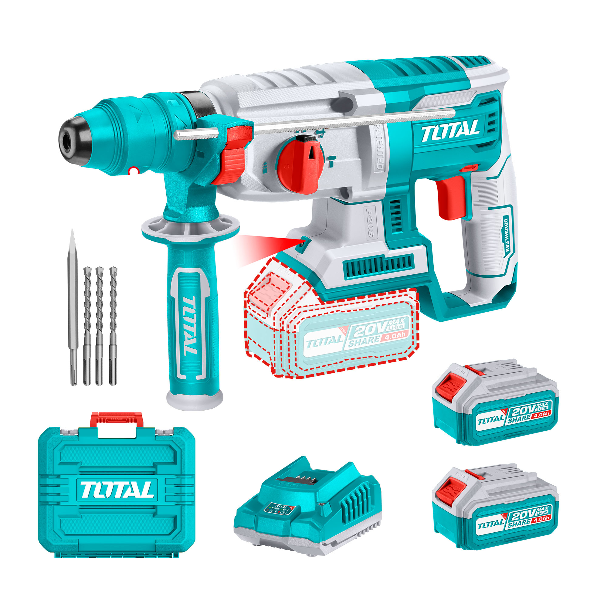 Total Akumulatorsko vrtalno kladivo TRHLI202289 Tools