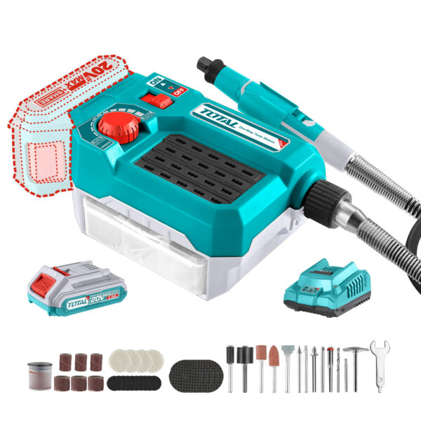 Akumulatorski modelarski brusilnik 20V/33000rpm/P20S (SET Baterija 1x2Ah, Polnilec) (TMGLI20011) Total Tools