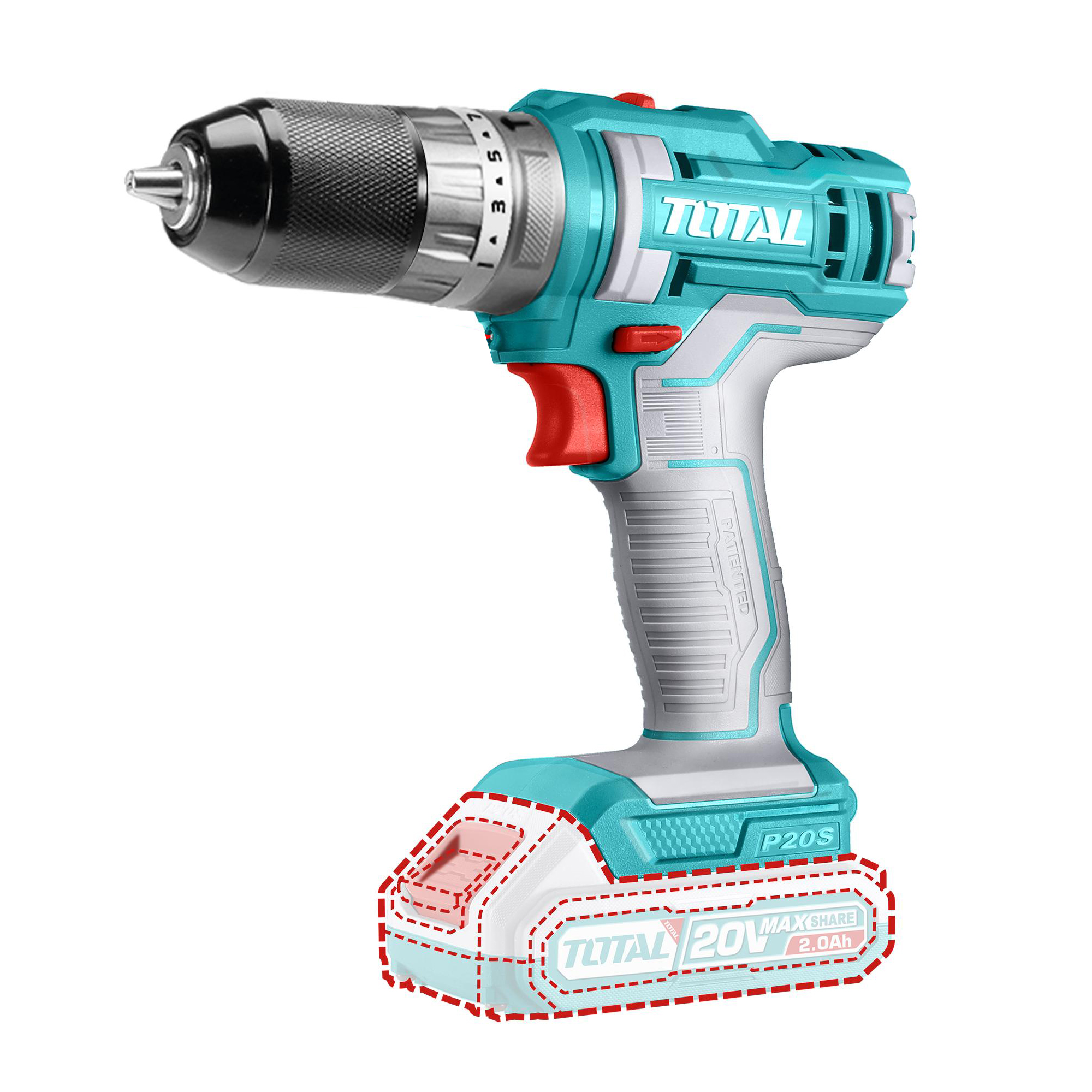 Total Akumulatorski udarni vrtalnik 20V/1500rpm/22500bpm/45Nm/P20S/ INDUSTRIAL (Brez baterije) (TIDLI201455) Tools