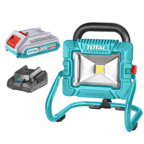 Akumulatorski prenosni reflektor 20W / 1800lm / P20S (SET Baterija 1x2Ah, Polnilec) (TWLI20258) Total Tools