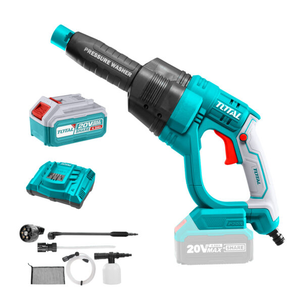 Akumulatorski visokotlačni čičstilec 24,8Bar/20V/2.0Ah-7.5Ah/P20S (SET Baterija 1x4Ah, Polnilec) TPWLI20084 Total Tools