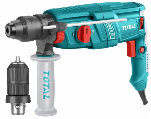 Električno rotacijsko kladivo 800W z dodatnim nastavkom, SDS Plus/4000bpm/14mm/2,5J (TH308268-2) Total Tools