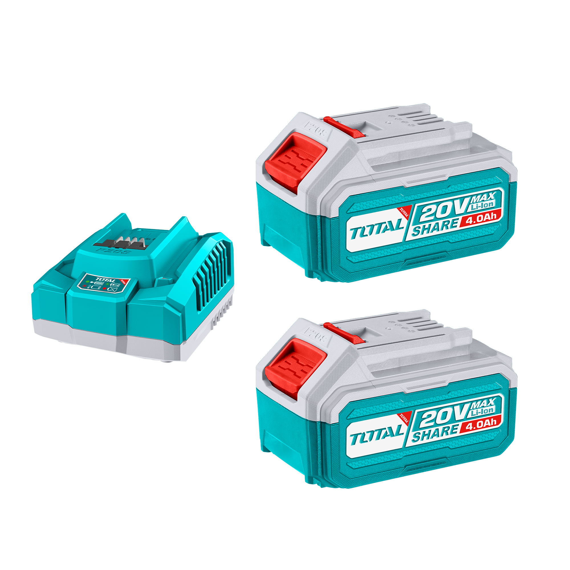 Total Komplet 2 kos. Litij-ionska baterija 4,0 Ah in polnilec, 20V/P20S, INDUSTRIAL TFBCPK1424E Tools