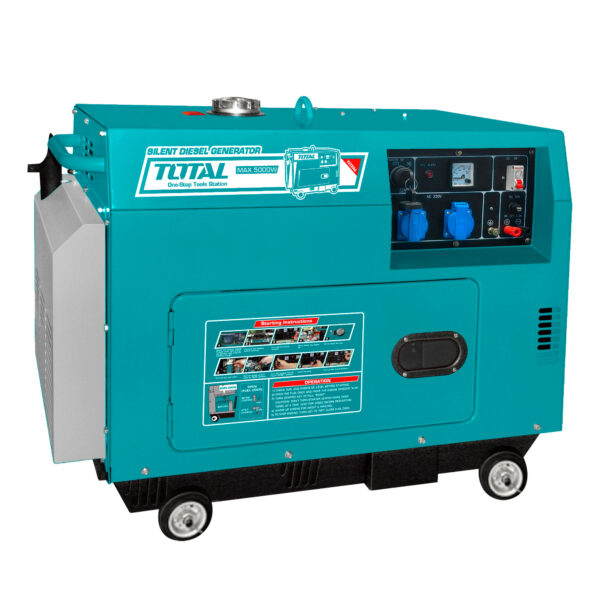 Tihi dizelski generator 5kW, 220V / 17L/9hp/9hours/3000rpm TP250001 Total Tools