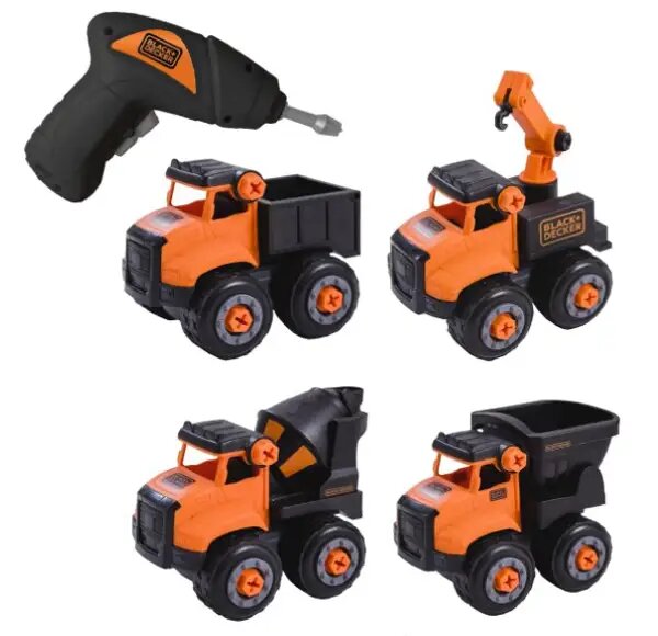 Set 4 razstavljivih vozil in baterijski vijačnik BLACK+DECKER 3+ STT014-S4-BD
