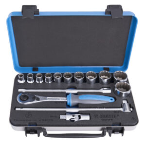 KLJUČI NASADNI 1/2 " V GARNITURI Art.190BI12P15, v kovinski kaseti. Unior 627205