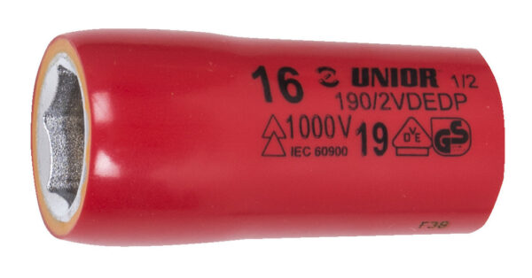 KLJUČ NASADNI 1/2" 6 KOTNI Art.190/2VDEDP, izoliran. Unior 8 mm 617803