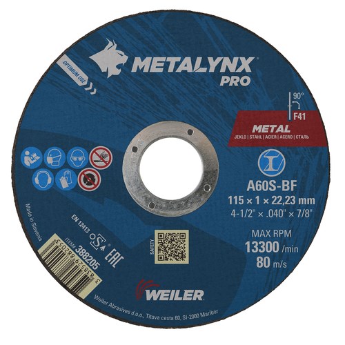 Rezalka za jeklo Weiler 115x1,0x22 388205
