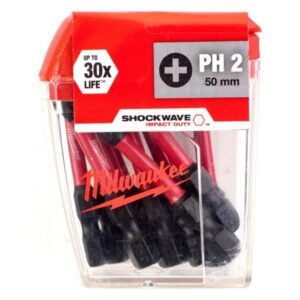 10-delni set vijačnih nastavkov PH2 50mm Milwaukee SHOCKWAVE 4932430855