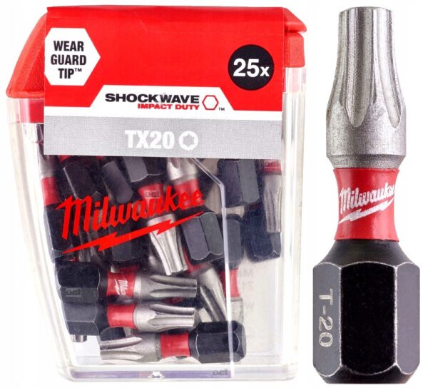 25-delni set vijačnih nastavkov TX20 25mm Milwaukee SHOCKWAVE 4932430875
