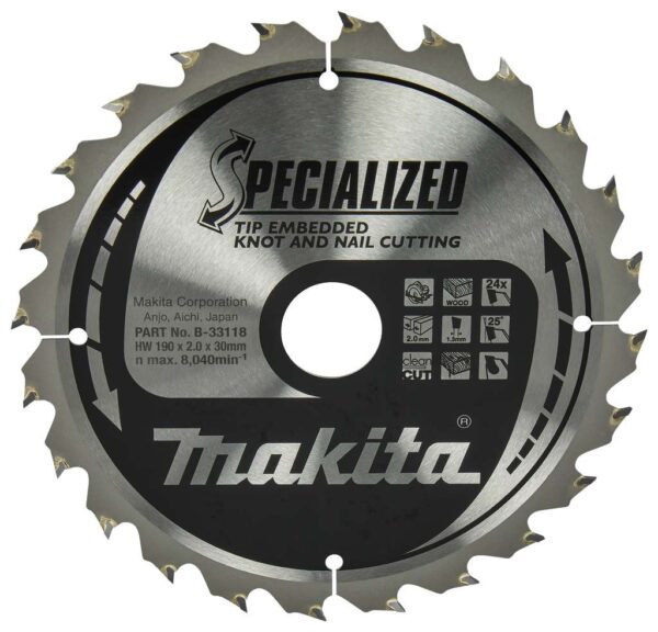 TCT Specialized žagin list za les 190 mm 24 zob Makita B-33118