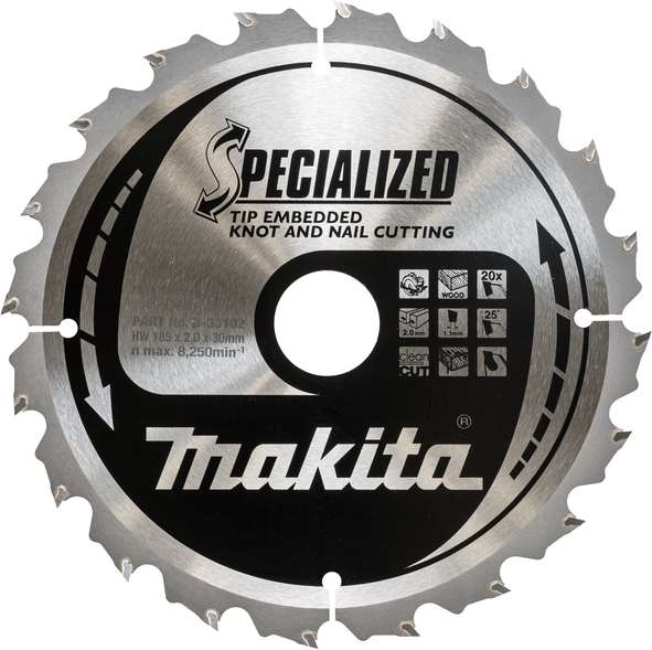 TCT žagin list za les 185 mm 40 zob za les Makita B-33174