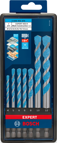 Komplet svedrov EXPERT HEX-9 Multi Construction, 7-delni Bosch 2608902370