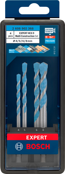 Komplet svedrov EXPERT HEX-9 Multi Construction, 4-delni Bosch 2608902368