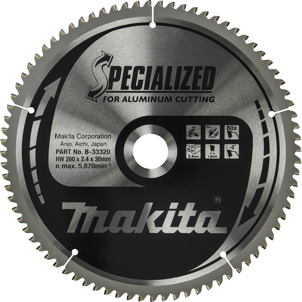 TCT Specialized žagin list za aluminij 260 mm (80 zob) 260x30x80Z Makita B-33320