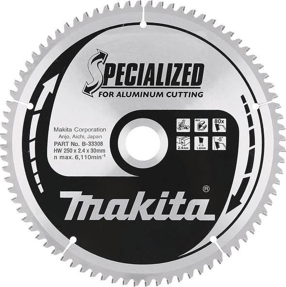 TCT Specialized žagin list za aluminij 250 mm (80 zob) 250x30x80Z Makita B-33308