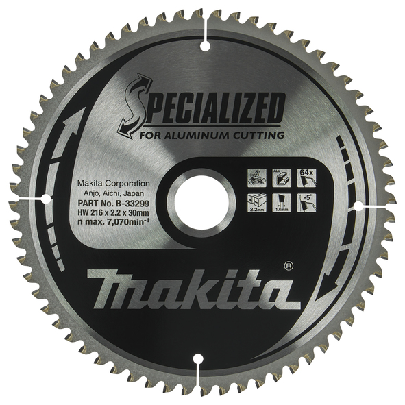 TCT Specialized žagin list za aluminij 216 mm (64 zob) 216x30x64Z Makita B-33299