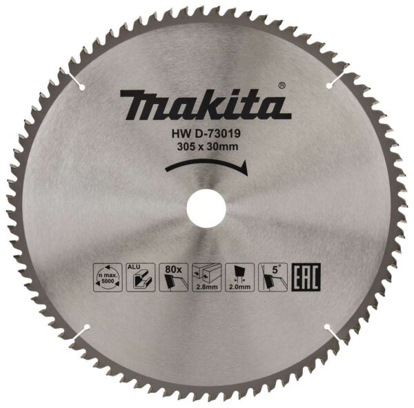 T.C.T. žagin list za aluminij 305 mm (80 zob) 305x30x80Z Makita D-73019