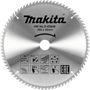 TCT žagin list večnamenski 260 mm (80 zob) 260x30x80Z Makita D-65648