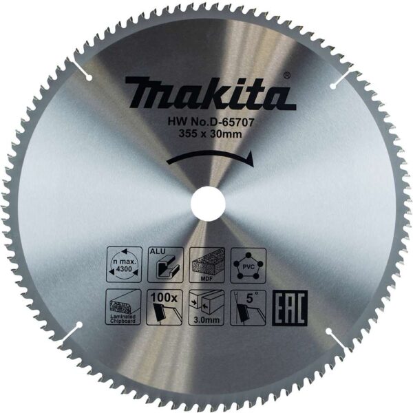 TCT žagin list večnamenski 355 mm (100 zob) 355x30x100Z Makita D-65707