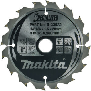 TCT Specialized žagin list za les 136 mm (16 zob) 136x20x16Z Makita B-33532