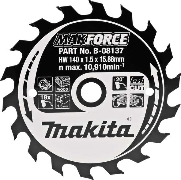 TCT MAKForce žagin list za les 140 mm (12 zob) 140x15,88x12Z Makita B-08137
