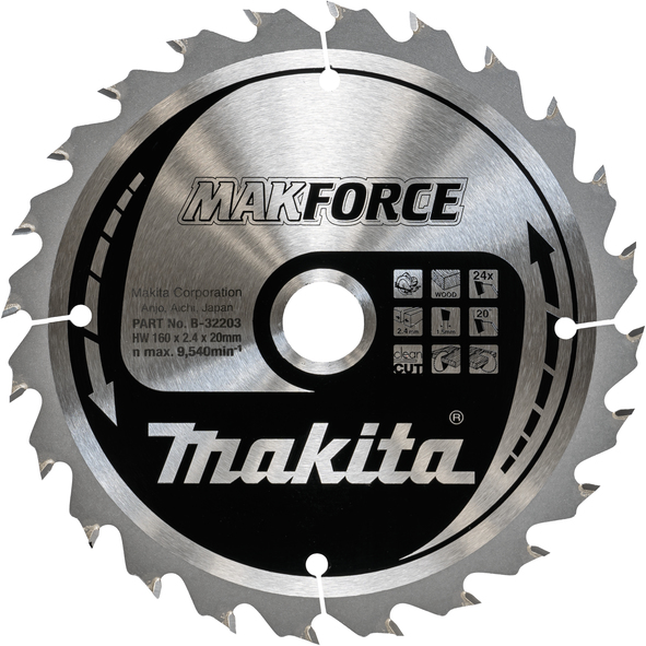 TCT MAKForce žagin list za les 160 mm (24 zob) 160x20x24Z Makita B-32203