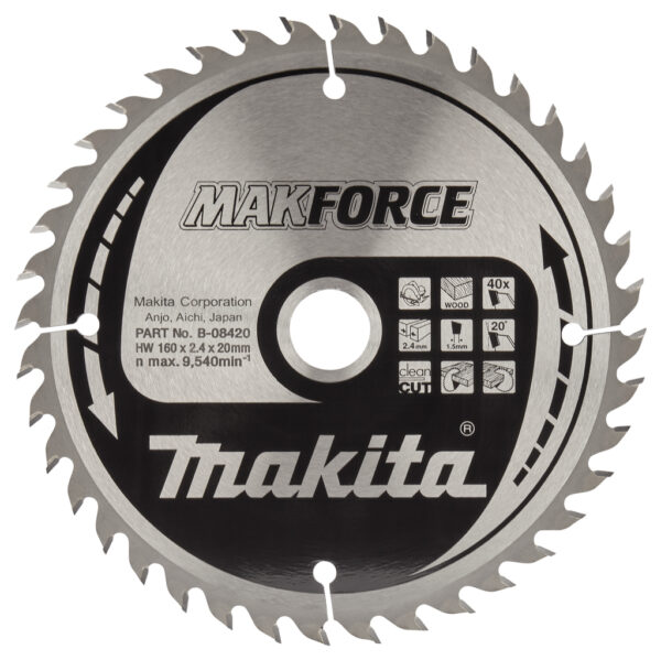 TCT MAKForce žagin list za les 160 mm (40 zob) 160x20x40Z Makita B-08420