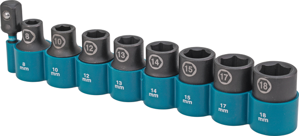 9-delni set natičnih ključev Impact Black 1/2" adapter E-16645