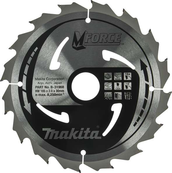 TCT žagin list za les 185 mm (16 zob) 185x30x16 Makita B-31968