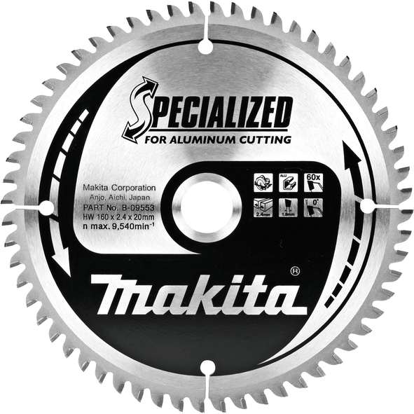 TCT Specialized žagin list za aluminij 185 mm (60 zob) Makita 185x15,88x60Z B-09581