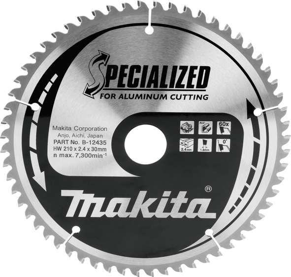 TCT Specialized žagin list za aluminij 210 mm (60 zob) Makita 210x30x60Z B-12435