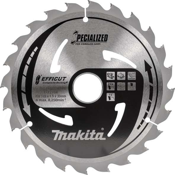 TCT Efficut žagin list za lesne kompozite 185 mm (24 zob) Makita 185x30x24 E-12164