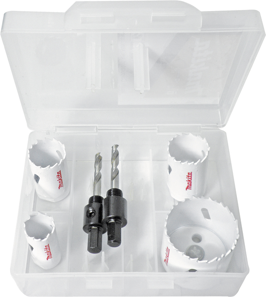 6-delni set HSS-BiM kronskih žag z adapterjem in centrinim svedrom Makita D-33657