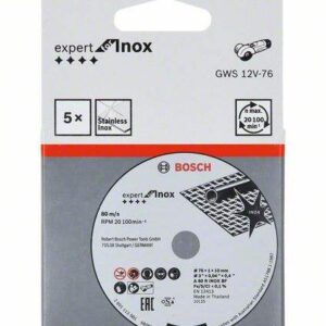 Rezalna plošča Expert Bosch for Inox, 5 kosov x 76 x 1 x 10 mm 2608601520