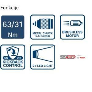 Akumulatorski vrtalni vijačnik Bosch GSR 18V-65 06019N3207