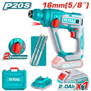 Akumulatorsko rotacijsko kladivo SDS Plus/5100bpm/1,5J/ (SET Baterija 1x2Ah, Polnilec, Kovček) (TRHLI201681E) Total Tools